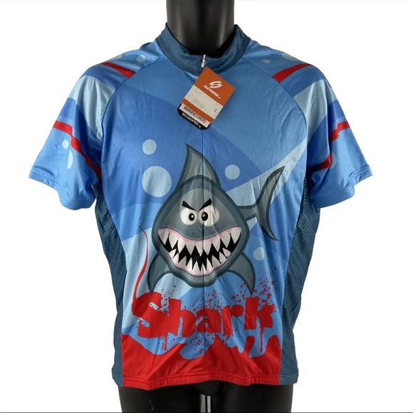 New Mens Scudo Pro Cycling 1/2 Zip Jersey Sz L NWT Shark 3 Pocket - Picture 1 of 8
